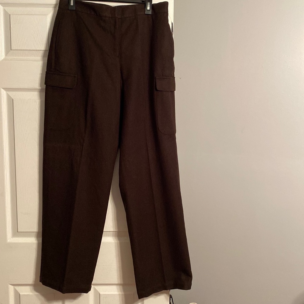 New DKNY Dark Brown (Mink) Acrylic/Wool Blend Cargo Dress Pants Size 12